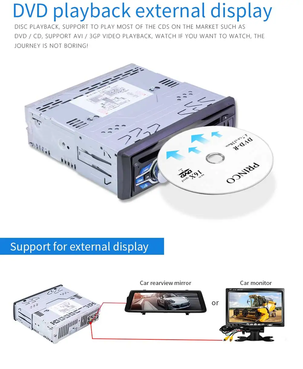 Bestree hot sale real car DVD player with BT USB charging car stereo dvd player AUX in car audio stereo