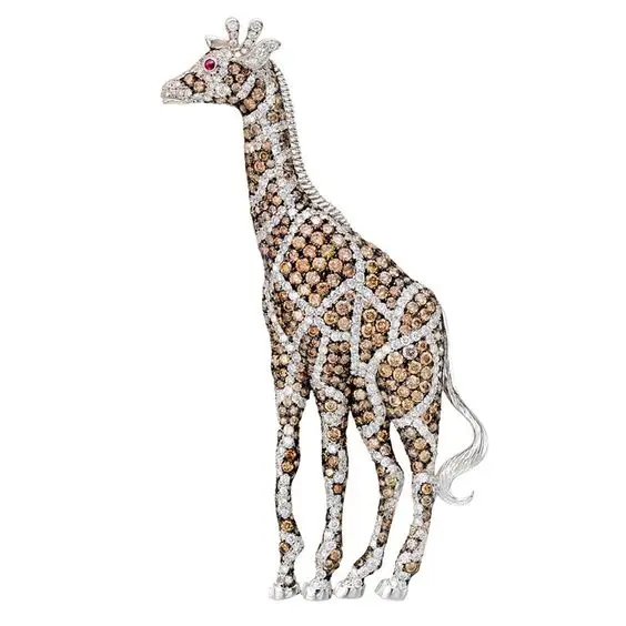 Elegant Enamel Giraffe Animal Brooch Fashion Rhinestone Gold Tone Exquisite Brooch