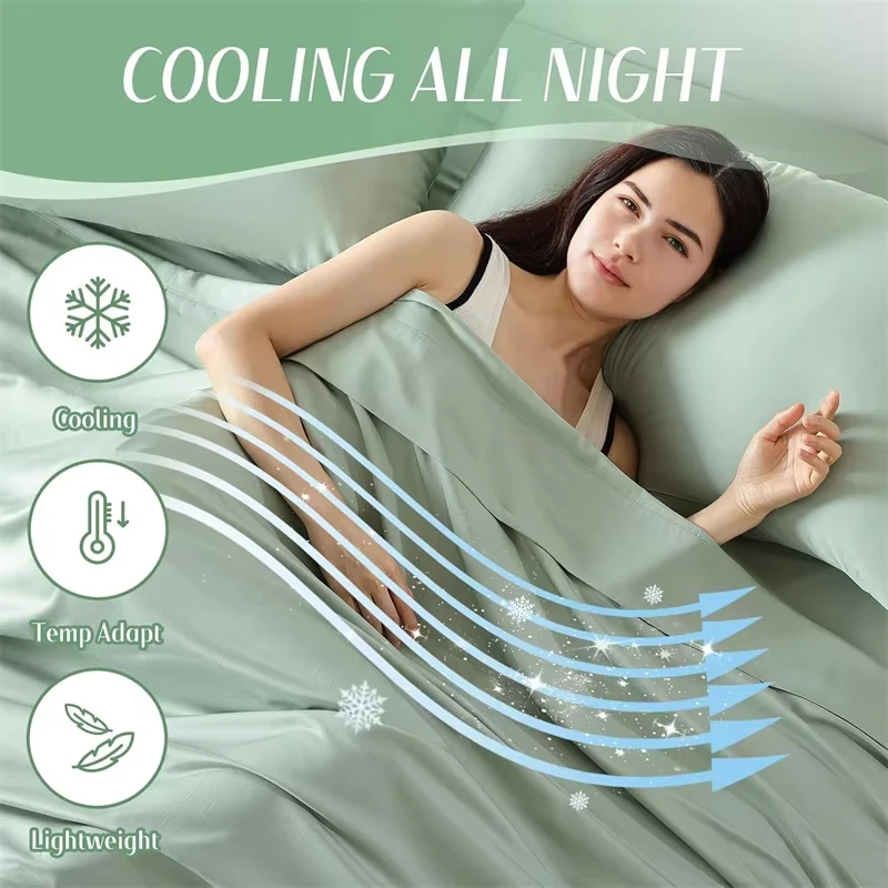 100% Organic Bamboo Bed Sheet Set 4-6 Pieces Silky Bedding Sets Hotel Luxuriously Soft Fitted Sheet Flat Sheet Pillowcase
