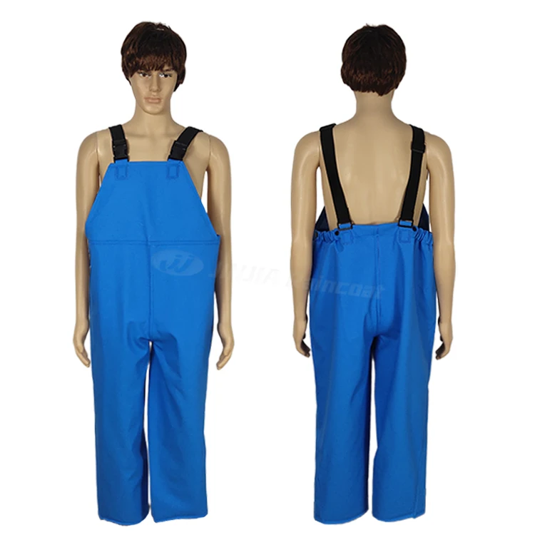 strong durable heavy duty thick PVC fisherman waterproof trousers fishing rain bibs pants foul weather gear