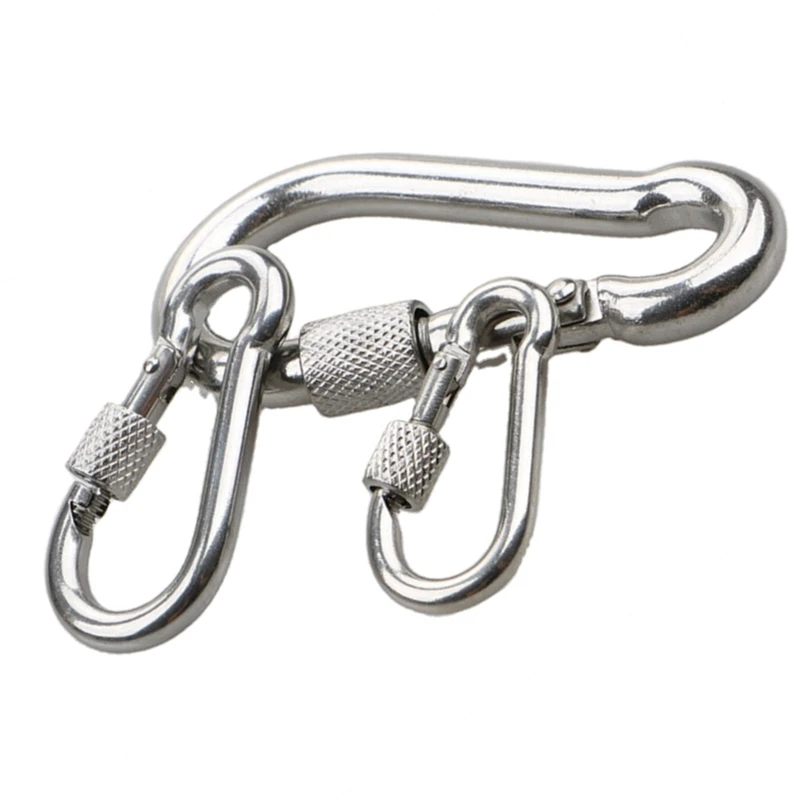 HXY Custom No MOQ 304 Sliding Carabiner Mini Carabiner Stainless Steel Carabiner Hook Spring Snap Hook With Nut For Climbing