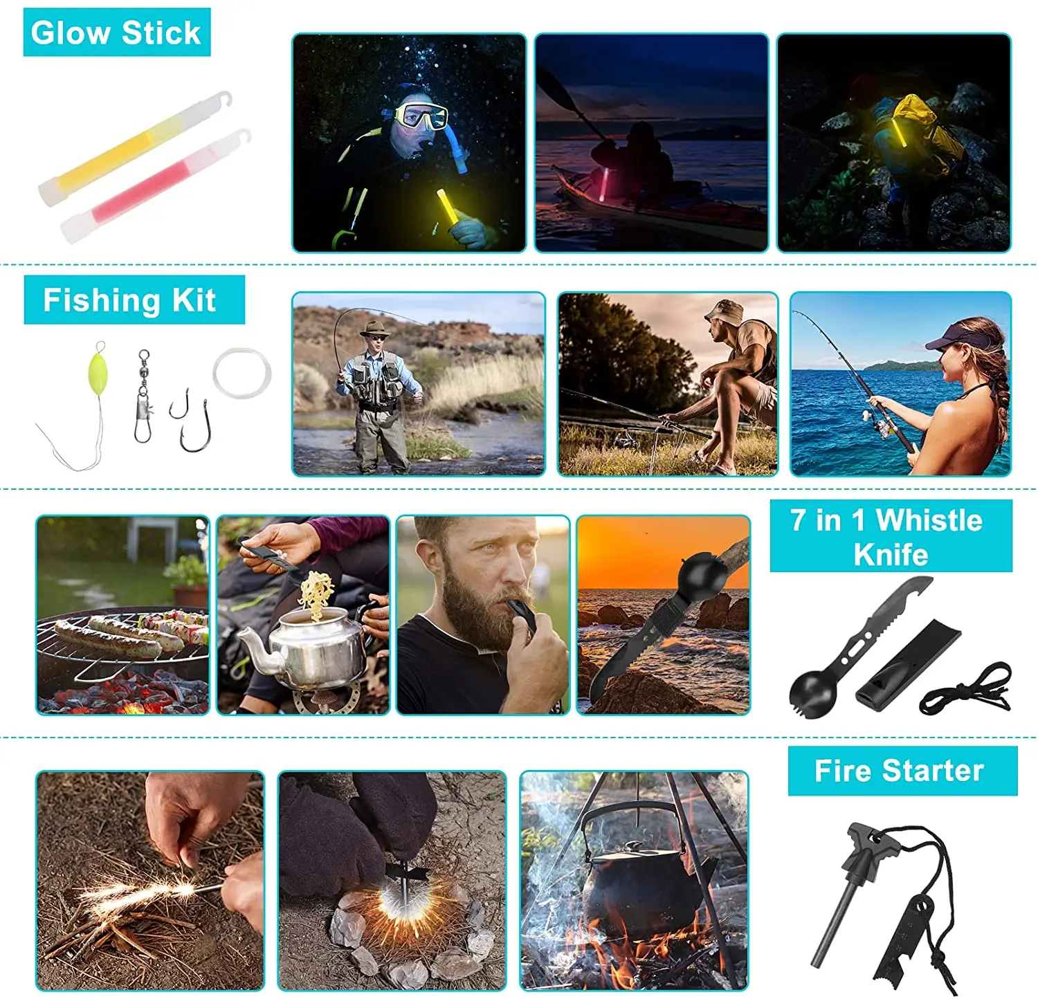 Kongbo Survival Gear Professional Kit and Large Camping Backpack,First Aid Kit for Adventure Outdoor Hiking Accessories