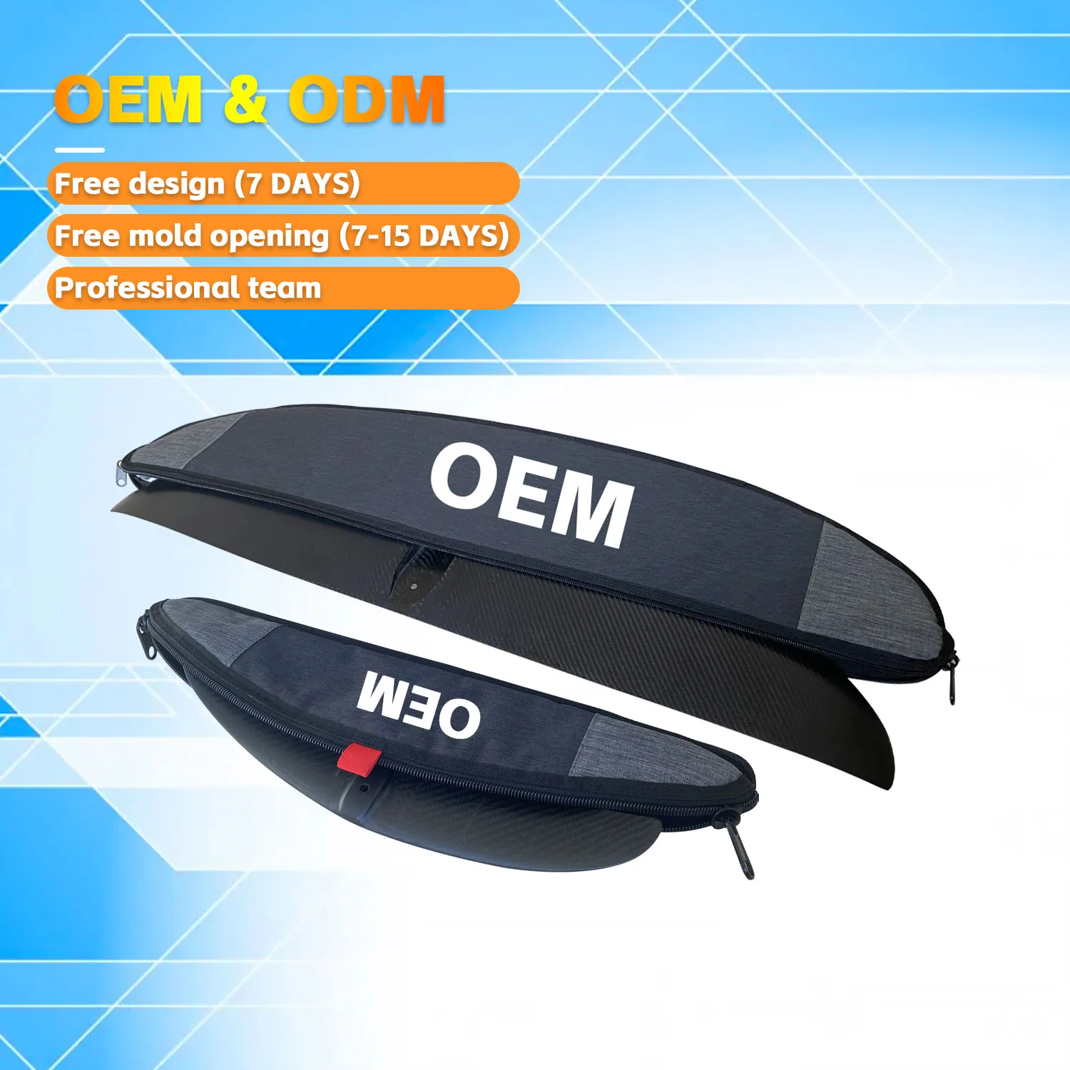 High Quality PVC Surfboard Cover with OEM Logo size Waterproof Rip-Proof Front Rear Wing Bag Hydrofoil Surfing Bag