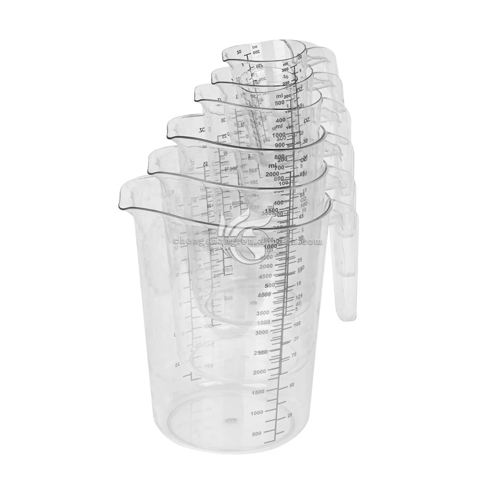 Plastic Measuring Cup Plastic Clear Marking Heat-resistant Angled Grip Spout Stackable Measuring Cup