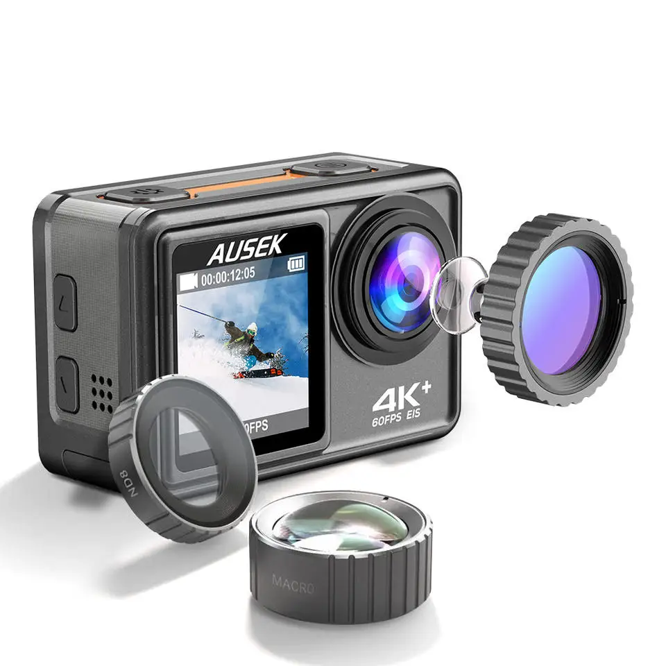 4K 60fps WiFi Спортивная камера Водонепроницаемая 30M Sport Dual Screen six фильтры action camera