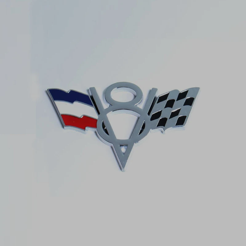 Wholesaler Firmly Pasted 3D Car Metal Waterproof Decoration Metal V8 Letters Badge National Flag Car Sticker For Universal Car