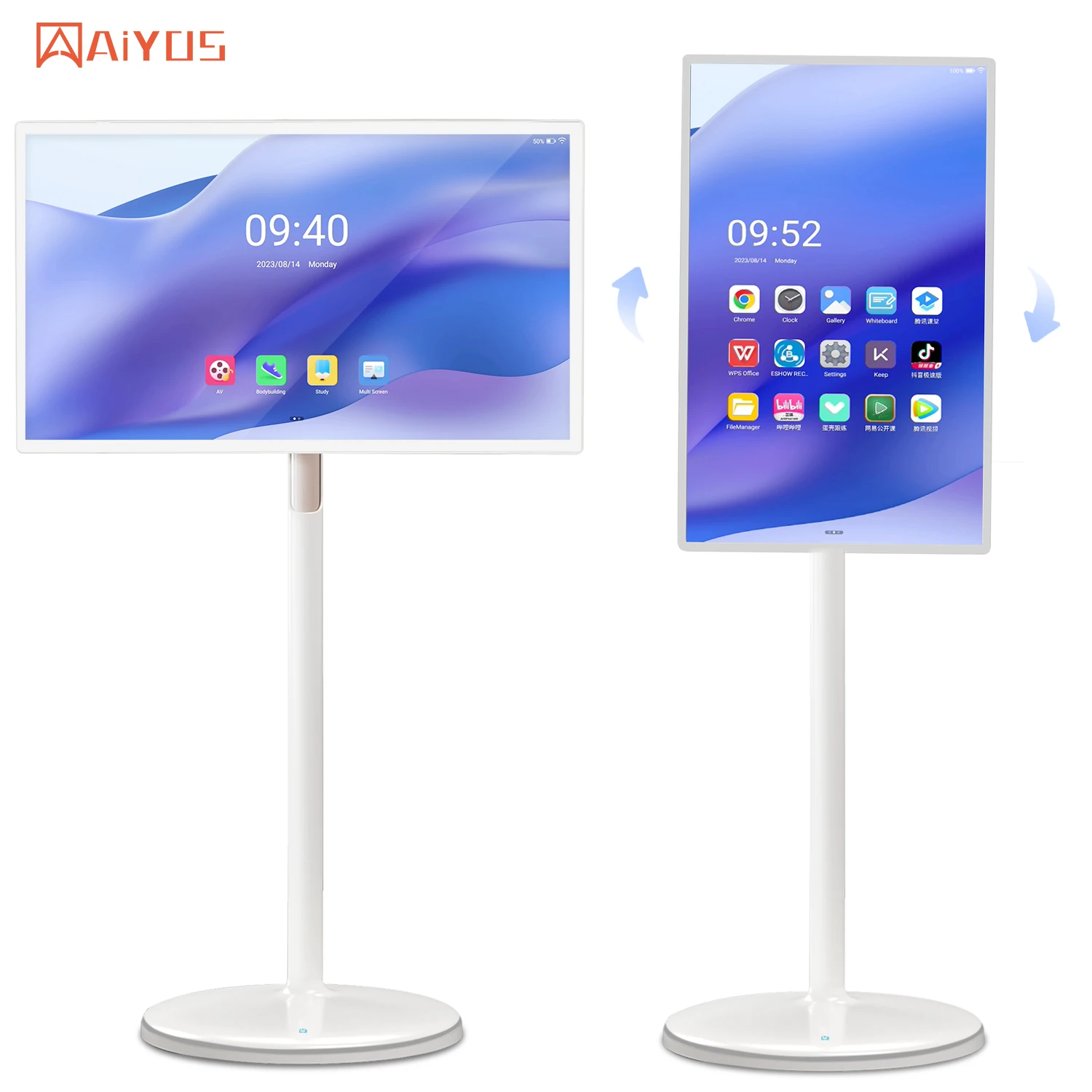 Portable Video Player  27/32inch TV Advertising Video Player Multi Touch Display Portable Movable Free Stand Digital Signage
