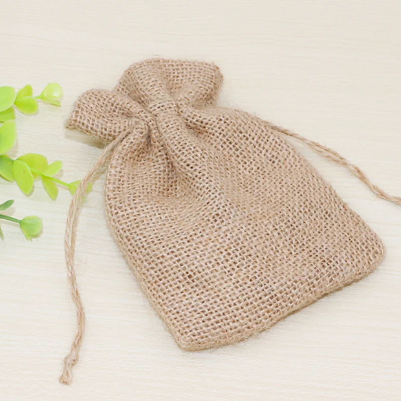 
Factory Price Natural Reusable Custom Logo Printed Drawstring Jute Bag 
