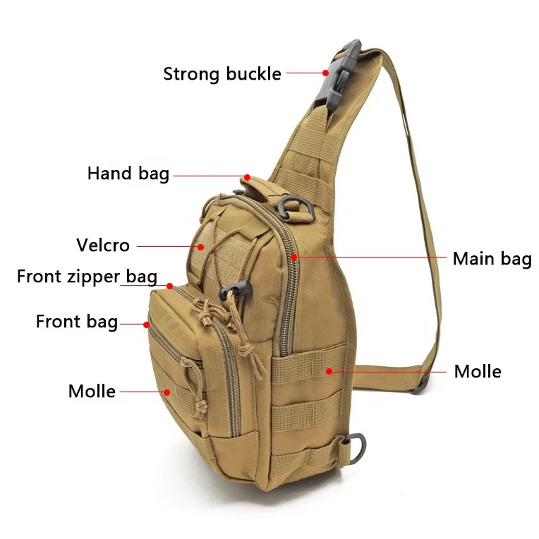 BORYOPTICS 600D Oxford Fabric Waterproof Outdoor Tactical Backpack Cross Body Shoulder Sling Bags 10 colors