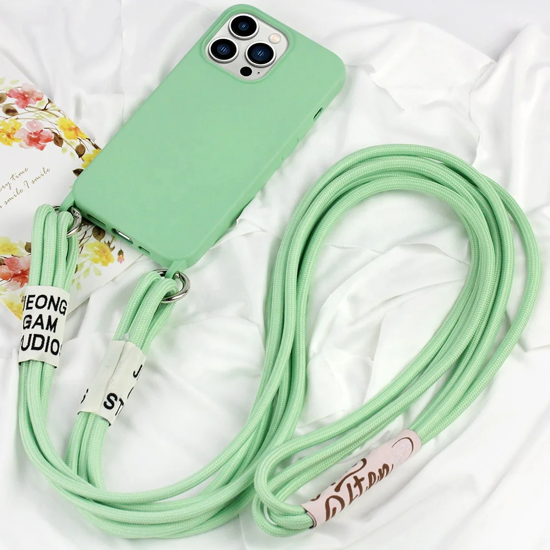 Street fashion girl beauty cute colorful Cross body Silicone for iPhone 11 14 14pro 13 Pro Max 12 lanyard phone case with strap