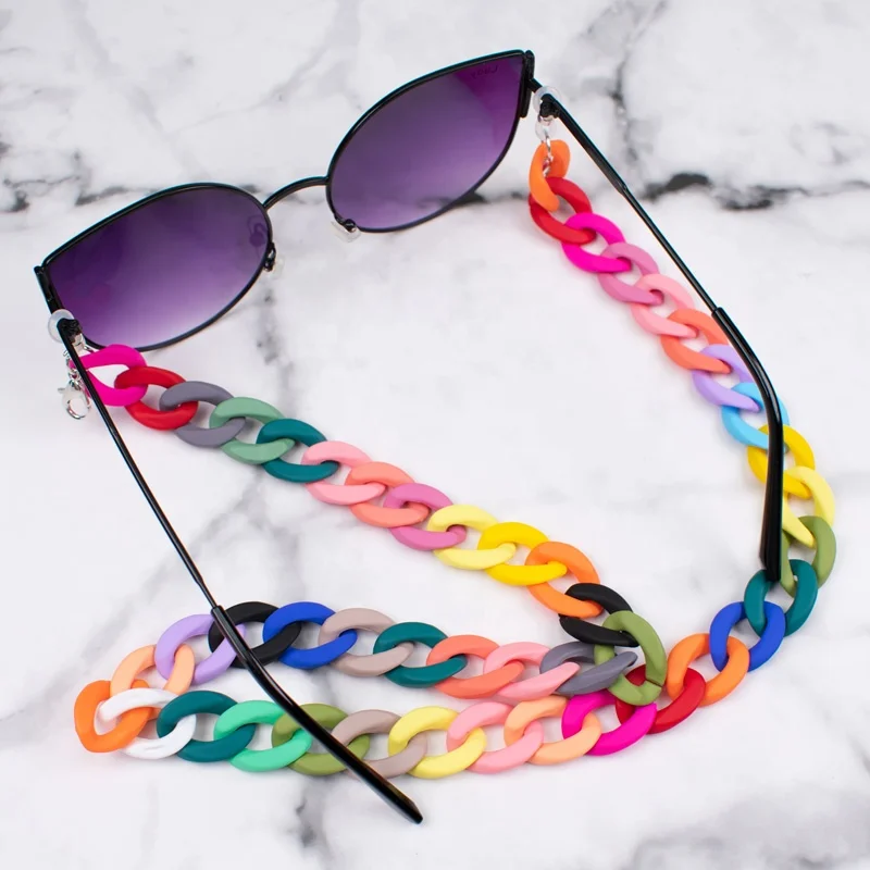 New Trendy Multiple colors 1.7*70cm Acrylic Chain eyeglass glasses lanyard face masking holder for glasses