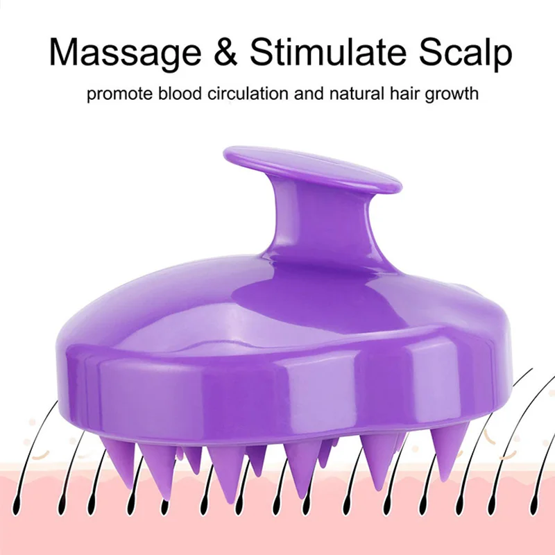 Hot Sales Silicone Hair Scalp Massager Comb Plastic Handle Handheld Massaging Cleaning Head Shampoo Brush for Hair Growth