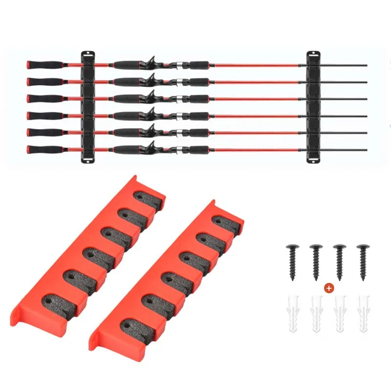 Fishing Rod Rack Store 6 Fishing Rod Holders Rod Rack Wall Mount Vertical Fishing Pole Holders for Bars Garage