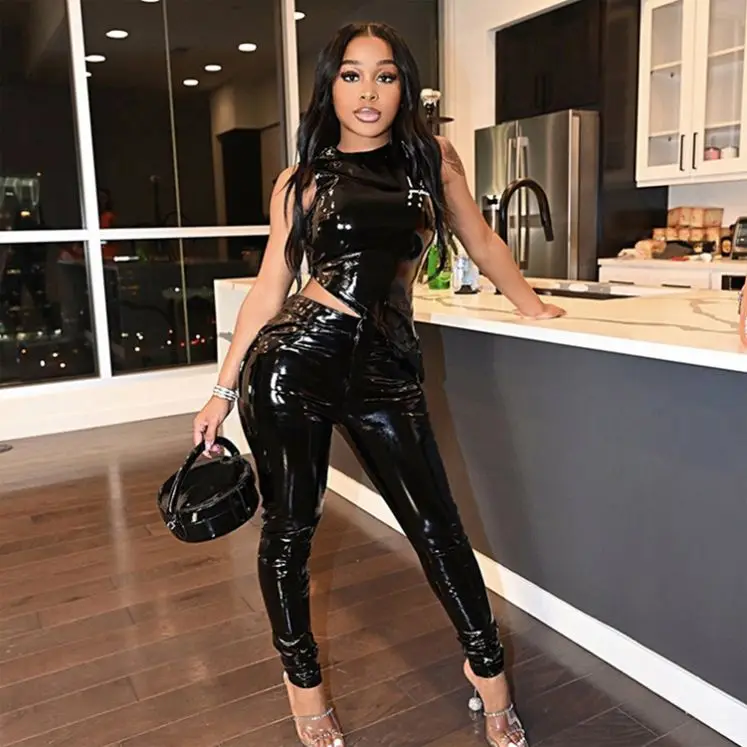 Женский комплект для бега из двух предметов, футболка без рукавов, майка, кожаный комплект ycon из 2 предметов с брюками для лета