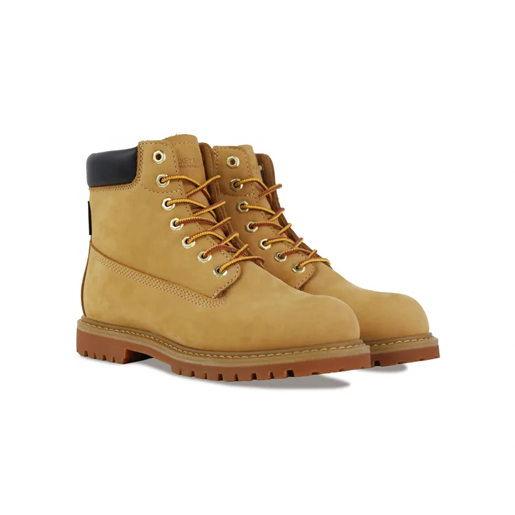 Wheat Solid Color Waterproof Rhubarb Rubber Bottom Boots Shoes Nubuck Leather Casual Good Year Welt Work Boots