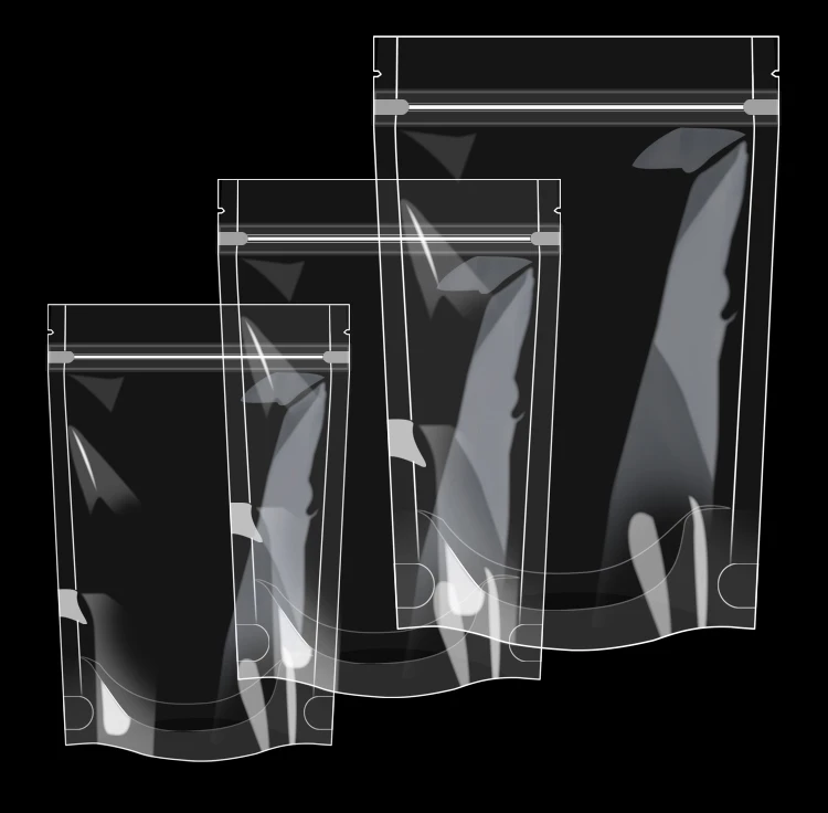 100 pcs Full Clear Stand Up Pouch with Zip Lock Resealable Bag