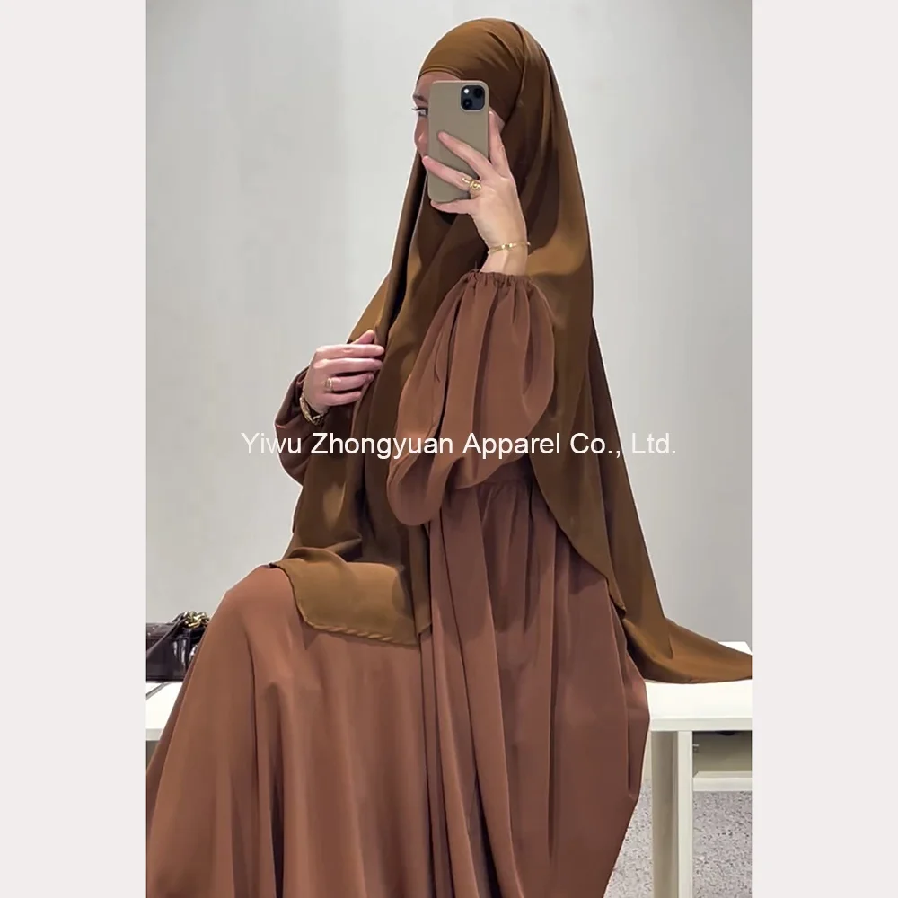 2 Piece Set Abaya With Khimar New High Quality Nida Modest Fashion Women Muslim Dress Hijab Dubai EID Ramadan Islamic Clothing