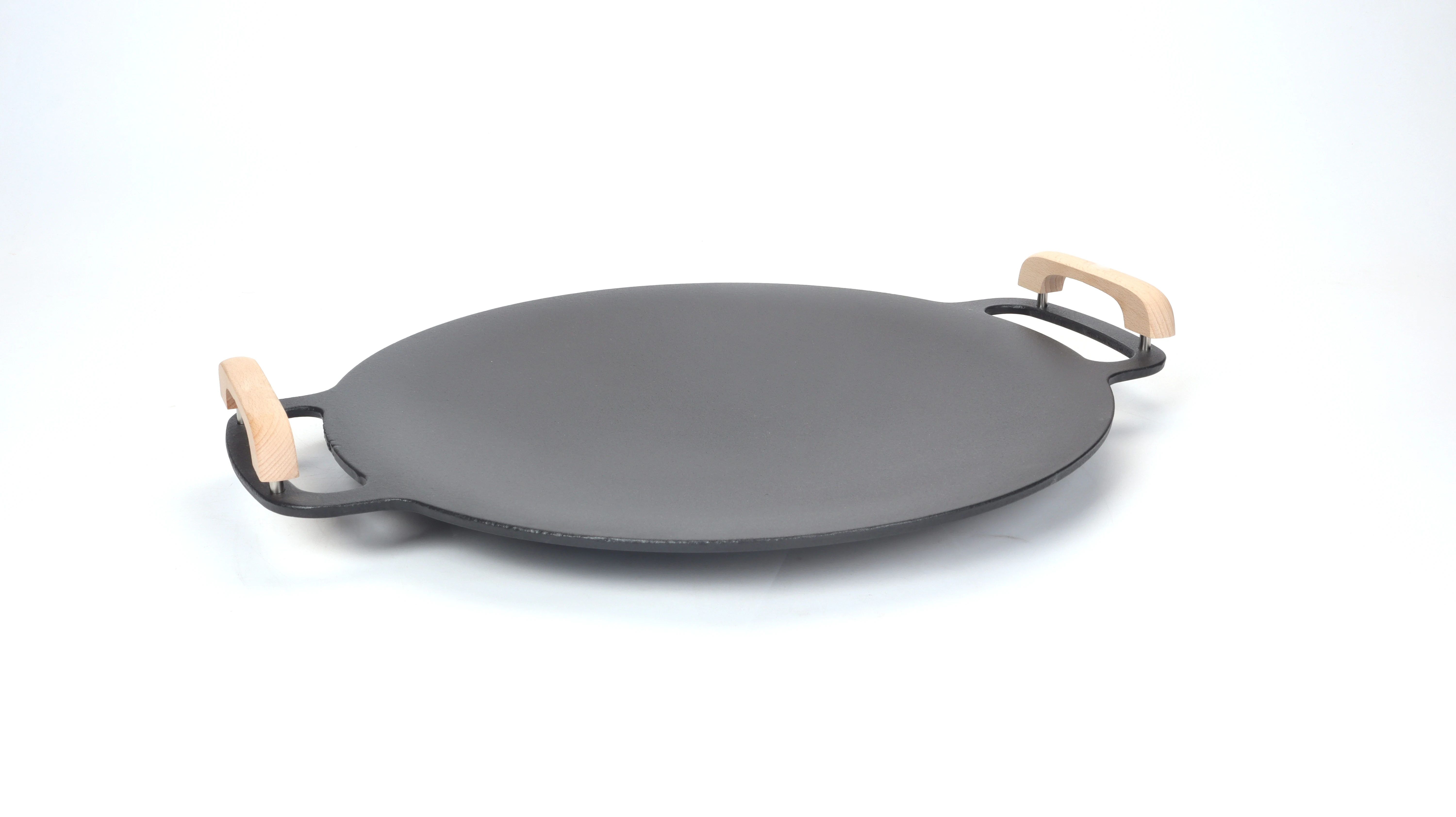 Hot Sale Korean BBQ Round Cast Iron Roti Tawa Griddle Grill Pan Cast Iron Crepe Pan with Double Handled