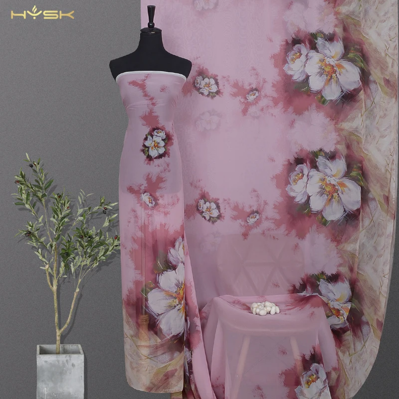 bohemian italian digital printed stock 100% silk Mulberry georgette Pure Silk soft tulle Chiffon Fabric For Dress Clothing