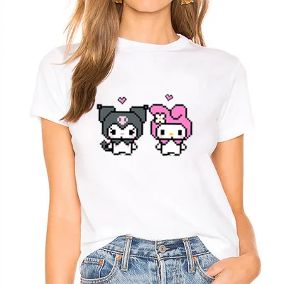 Новая модная Милая женская одежда gtkzs melody kuromi y2k, женская футболка с коротким рукавом и круглым вырезом, Топ