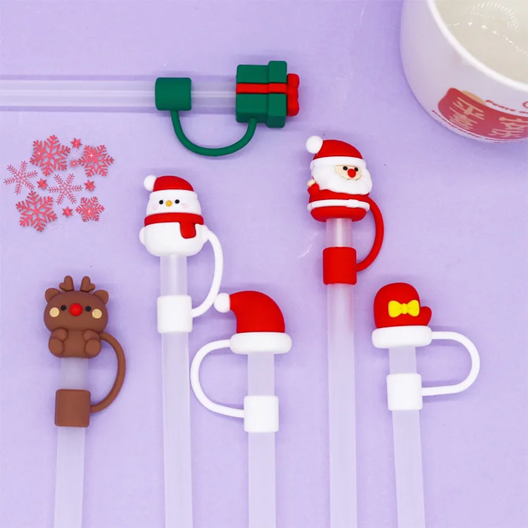 Hot selling 10mm caliber straw cap 3D stereoscopic silicone dust stopper, water cup, beverage bottle, party decoration supplies