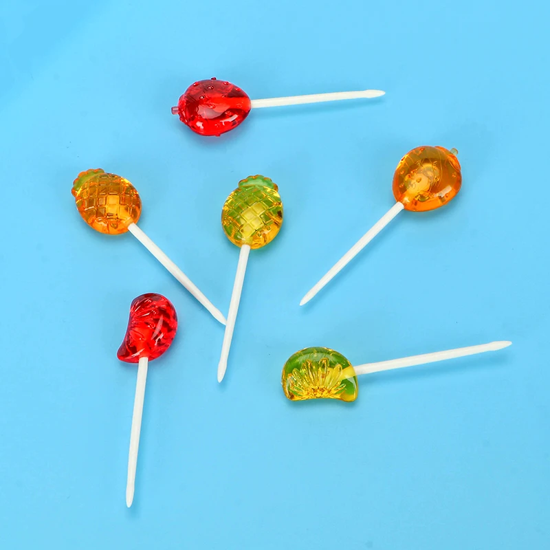 Disposable Colorful Plastic 85mm Fruit Sticks Kids Plastic Food Sword Party Picks