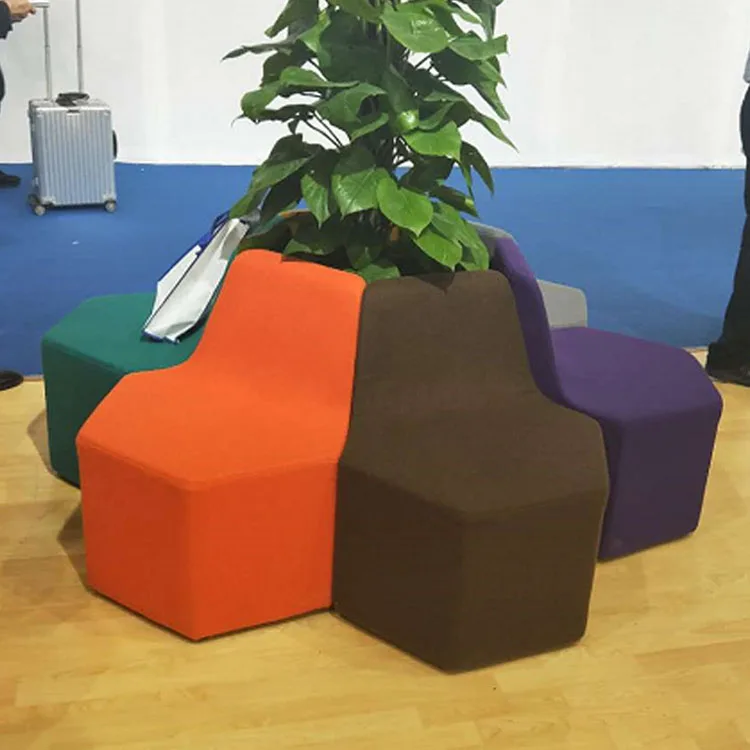 school hospital public Single chair waiting area furniture modern fabric reception stool pouf ottoman Office Modern Sofa