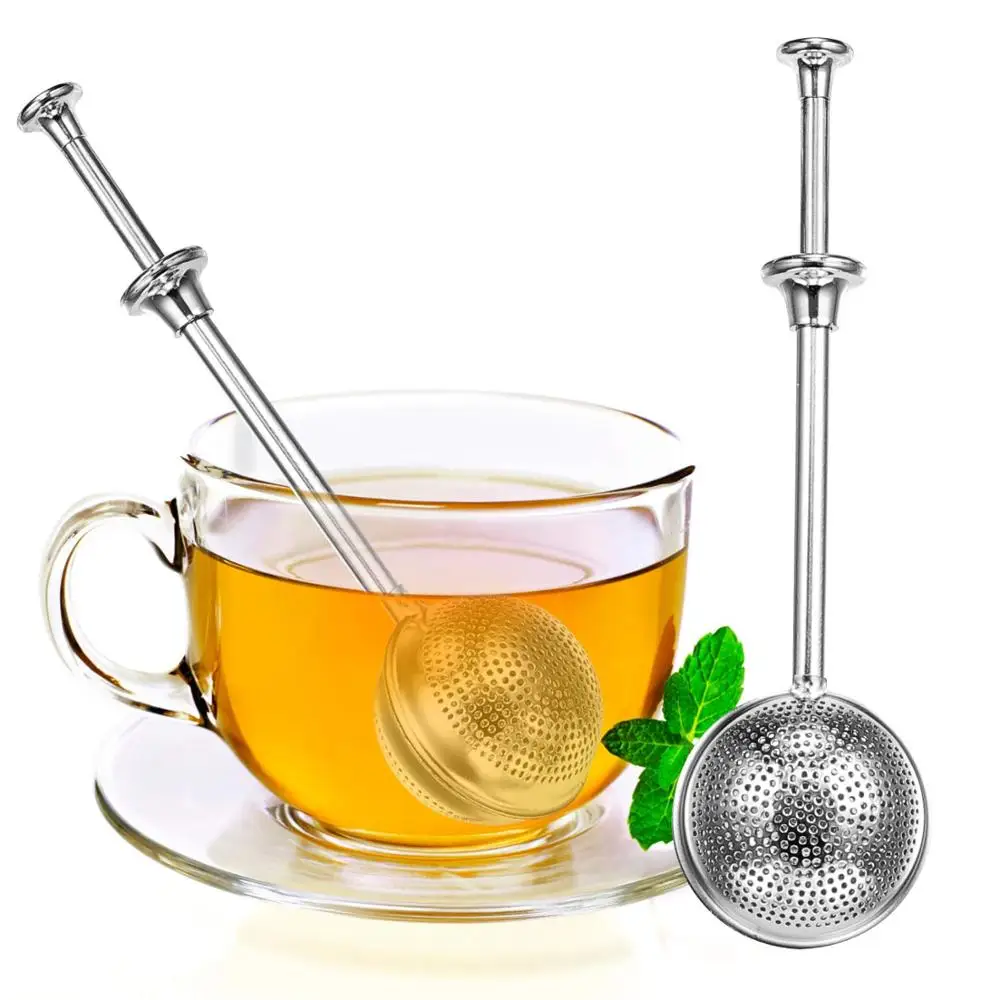 Stainless Steel Long-Handle Premium Tea Infuser Filter Reusable Tea Strainers Kitchen Stainless Steel Tea Ball