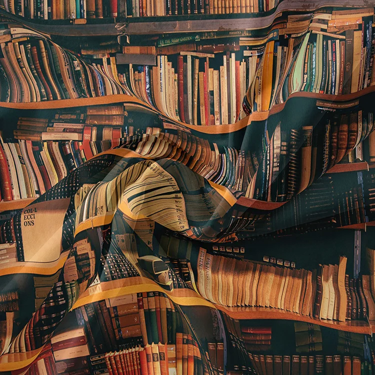 Library Bookshelf Wall Hanging Study Room Vintage Art Print Tapestry