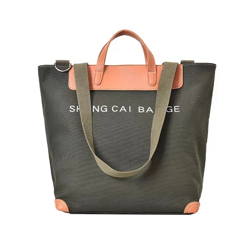 Fashion design hot selling office lady shoulder tote bag cotton canvas handbag for woven