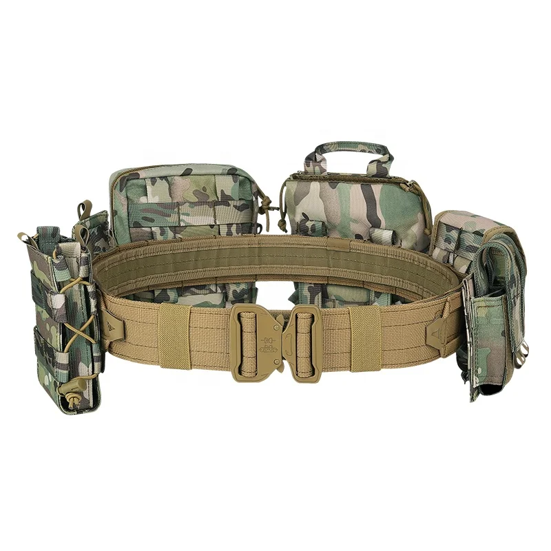 Custom Yakeda Equipo Tactico Adjustable Molle Bag 6 Pieces Set Polyester Camouflage Tactical Waist Belt With Mag Pouches