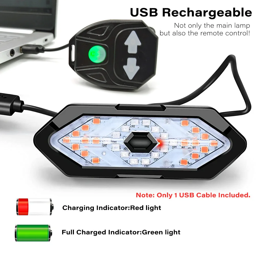 Wireless Remote Control LED Bike Light 5 Modes USB Bicycle Tail Lights with Turn Signal Indicator for Electric Scooter Taillight