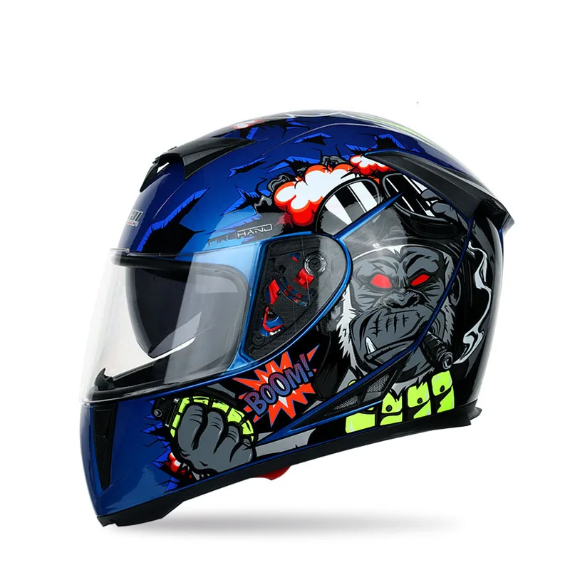 Stock Electric Motorcycle Helmet Full-Coverage Cool Plated Color Lens Motorcycle Bicycle Full Face Helmet