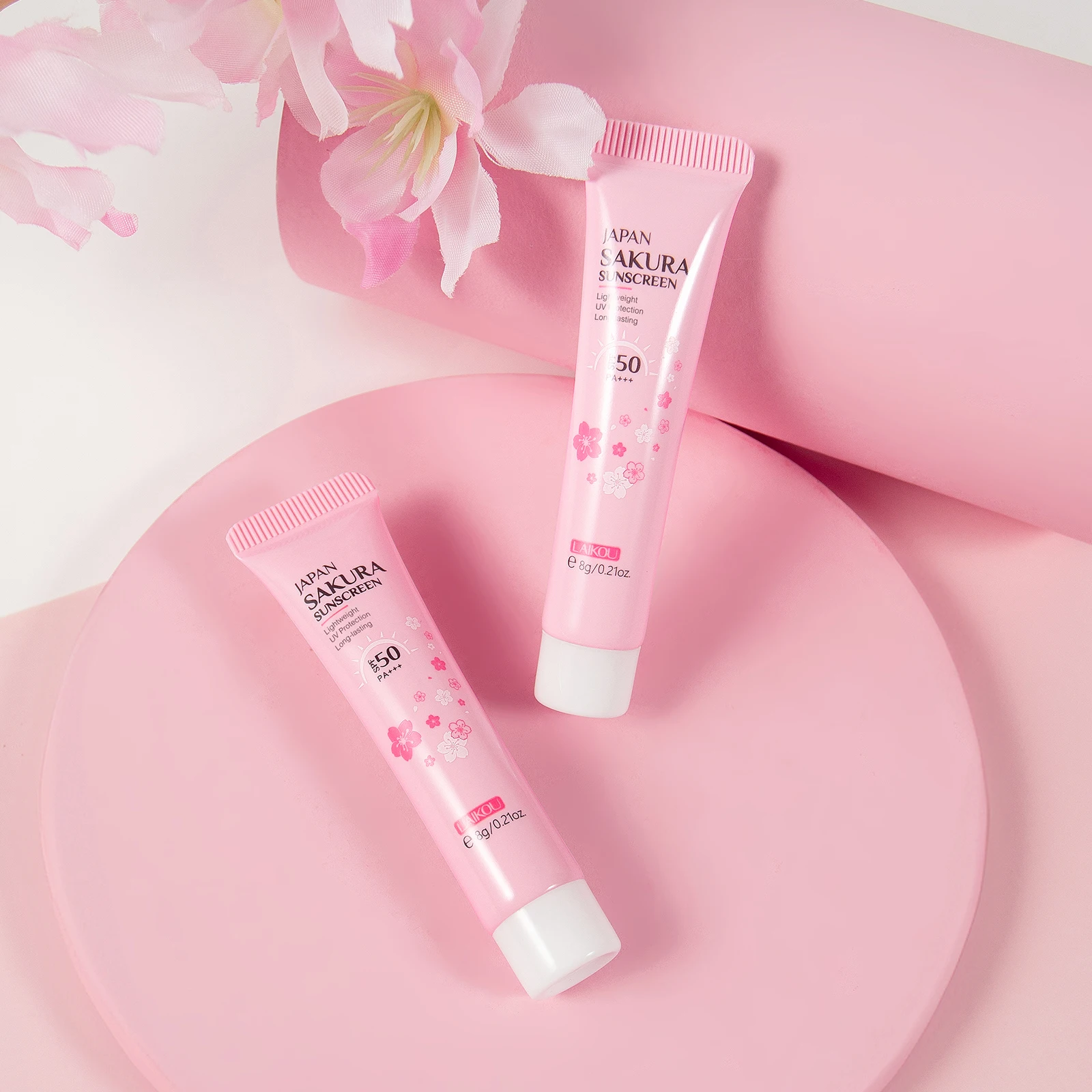 LK97950 8g LAIKOU japan sakura sunscreen whitening skin care sunscreen cream spf 50PA+++ waterproof sun block