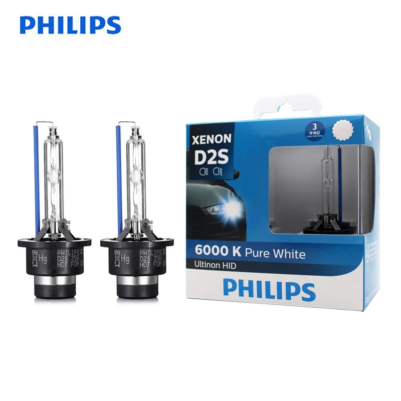 Philips Ultinon HID D2S 85122WXX2 35W 6000K Cool White Light Xenon HID Head Light Car Bulbs Auto Style Lamps (Twin Pack) For Car