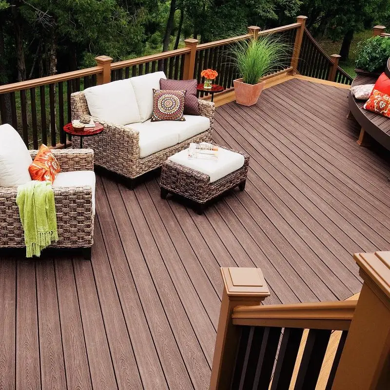 Foamed New Solid Antiseptic Outdoor 3D Embossed Bicolor Waterproof Anti Skidding UV Resistant ASA Composite Decking