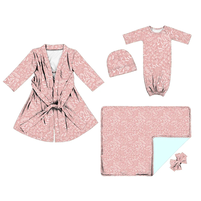 High Quality floral baby gown Infant Swaddle robe for pregnant Woman Pajamas baby nightgown set Kid Blanket 5pcs Sleepwear Suit