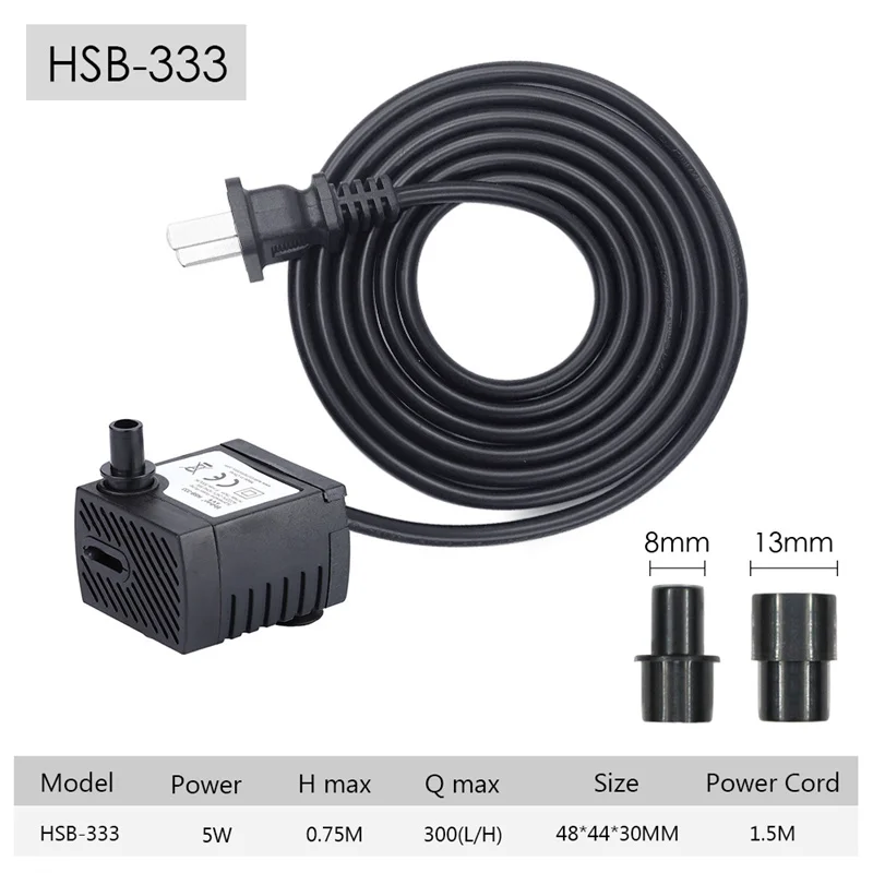 Electrical 5W 80GPH Mini Submersible Water Pump 300lh Aquarium Fish Tank Fountain Water Pumps for Sale
