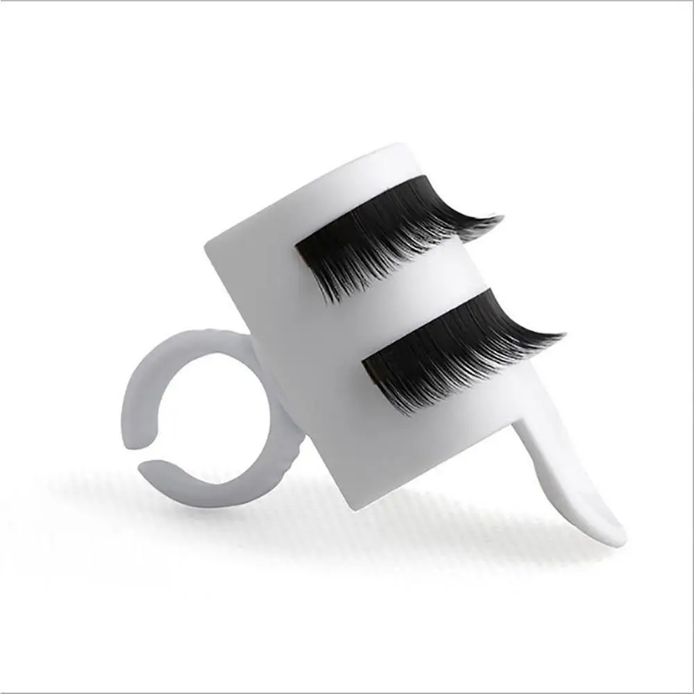 2019 Hot Selling Disposable Plastic Glue Rings Holder Eyelash Extension Adhesive Pigment Holders Finger Hand Beauty Tools