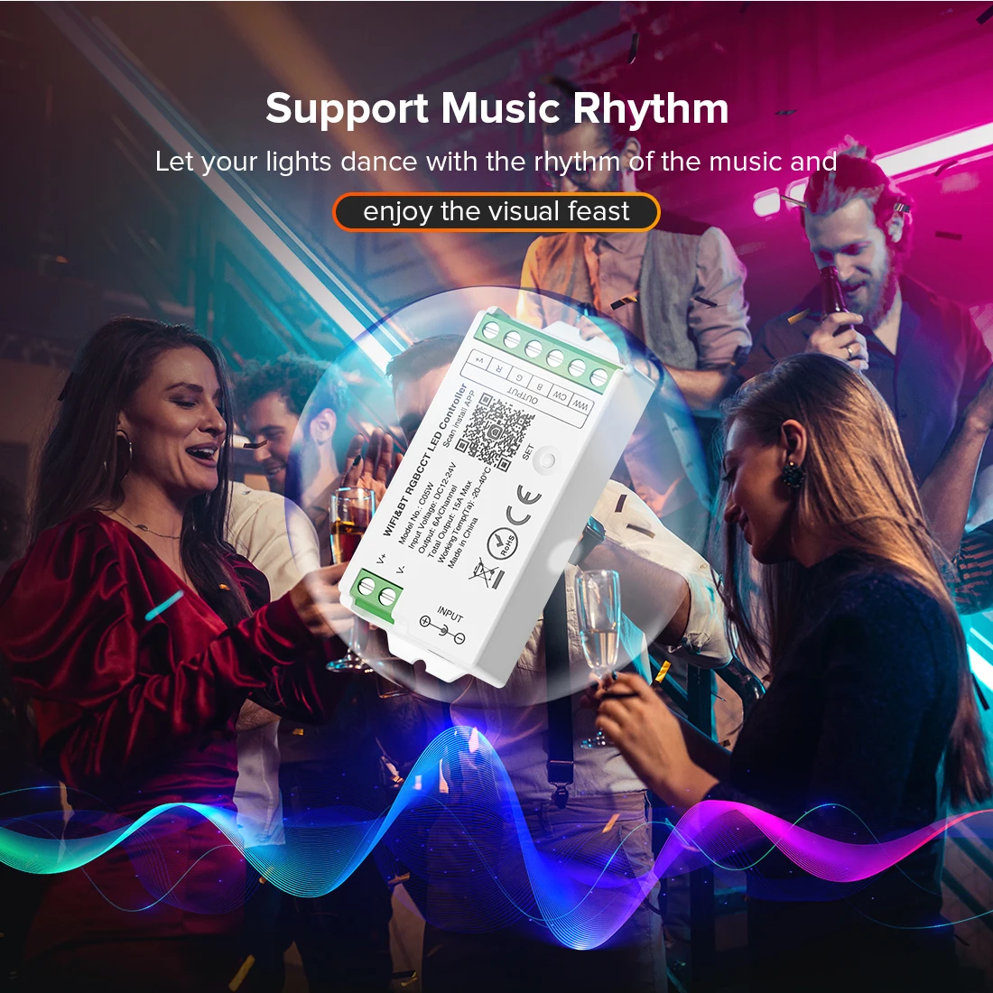 Tuya WiFi Alexa Google Home Voice Singer Color CCT RGB RGBW RGBCCT Dimmer LED Light Strip Controller