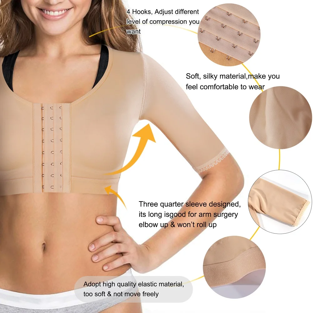 
Women Shaper Tops Arm Compression Post Surgery Front Closure Bra Tank Top Shapewear 