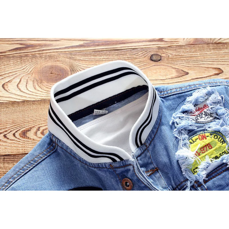 
Wholesale Denim Jacket Mens Slim Fit Japanese Style Teens Boys Denim Jeans Jackets and Coats 