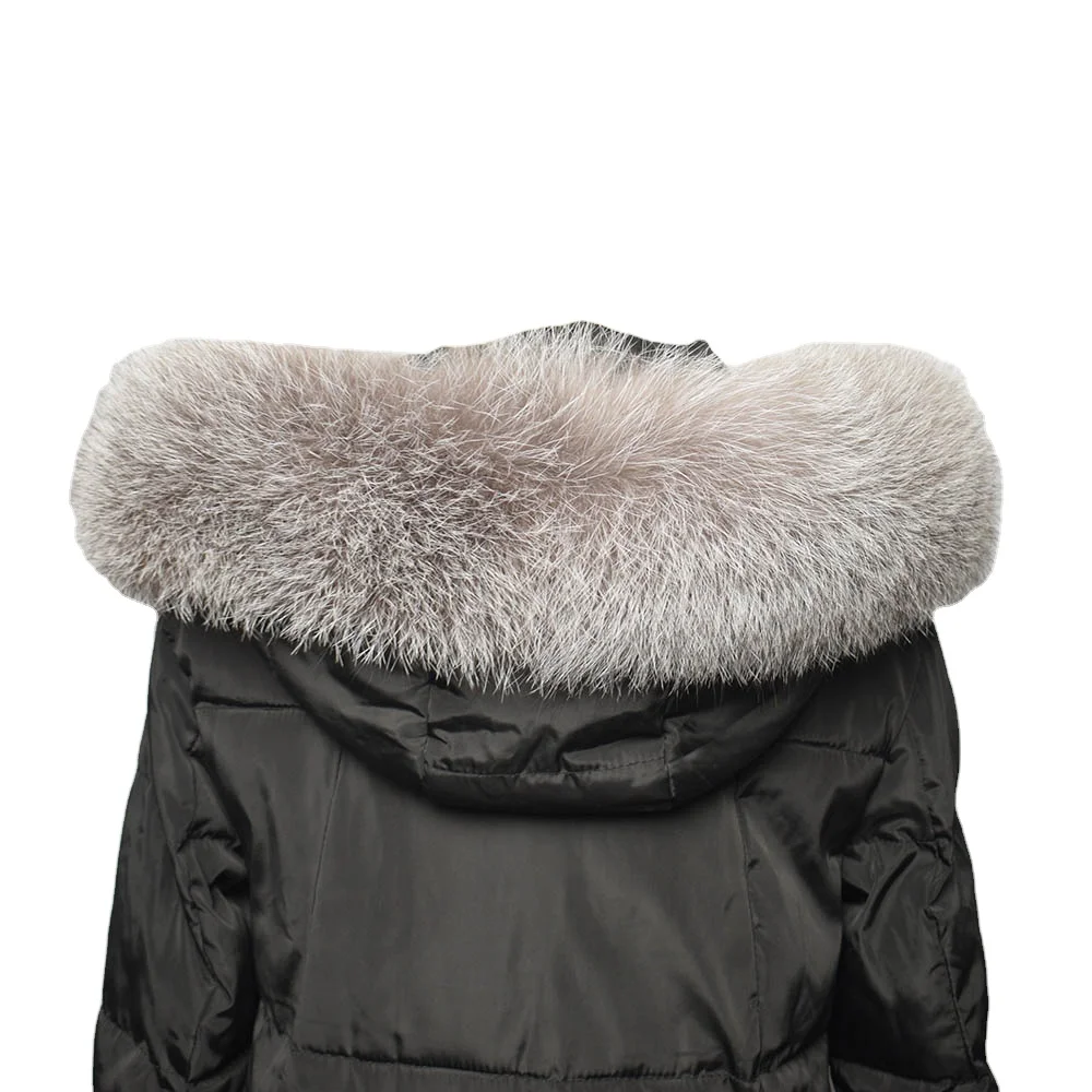 MWFur Winter Season Silver Fox Fur Collar for Winter Outwear Hood Trim Jacket Street Fashion Silver Fox Fur Collar Scarf For Men