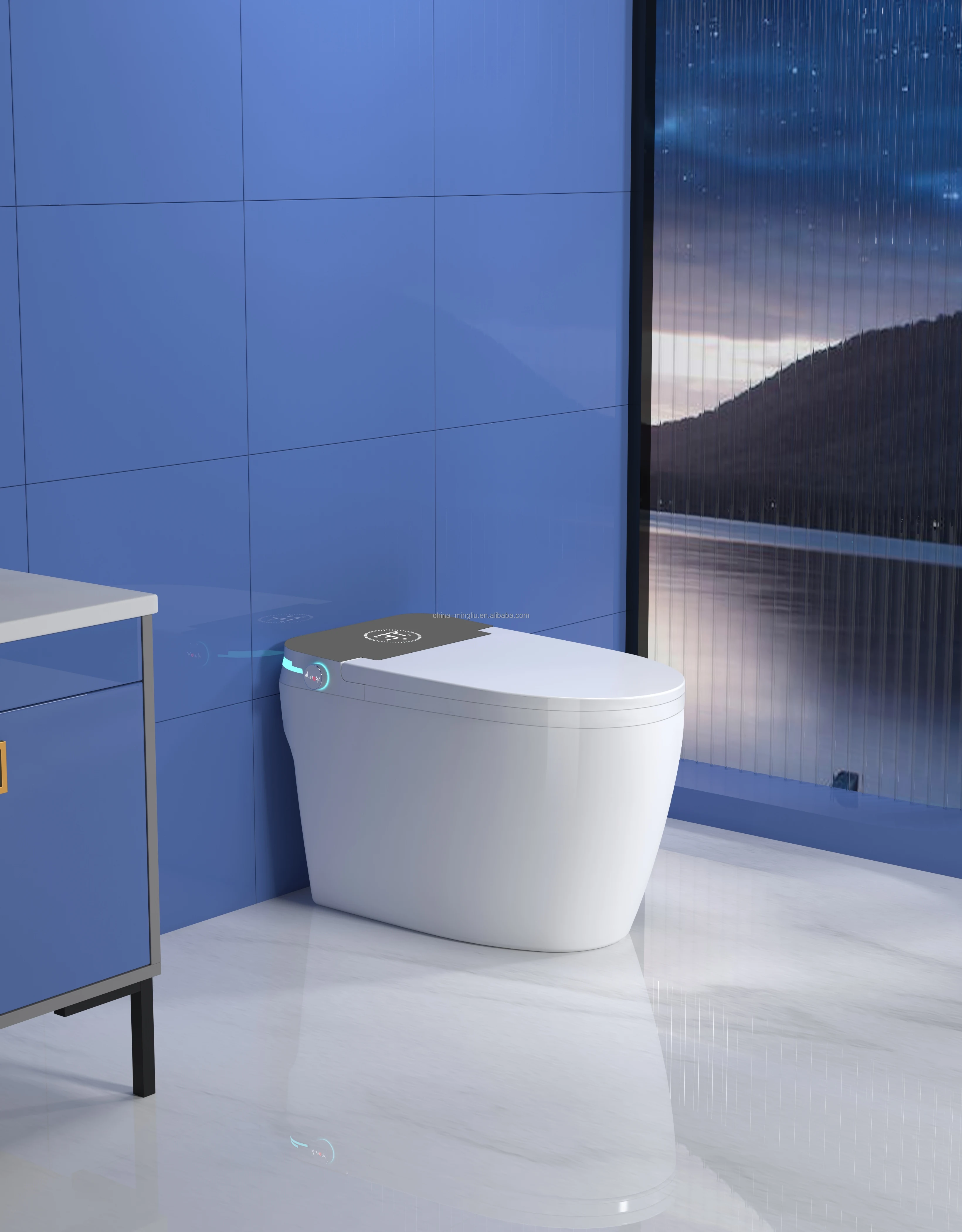 Market Restroom Ceramic Smart Integrated Toilet Bathroom Smart LED Display Toilet Modern Home Double Pump Automatic Flush Toilet