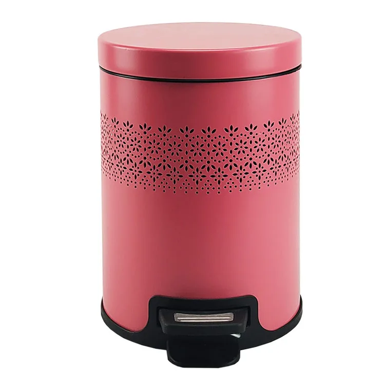 BX metal pedal bin round step trash with lid kitchen small garbage can waste bucket for bathroom