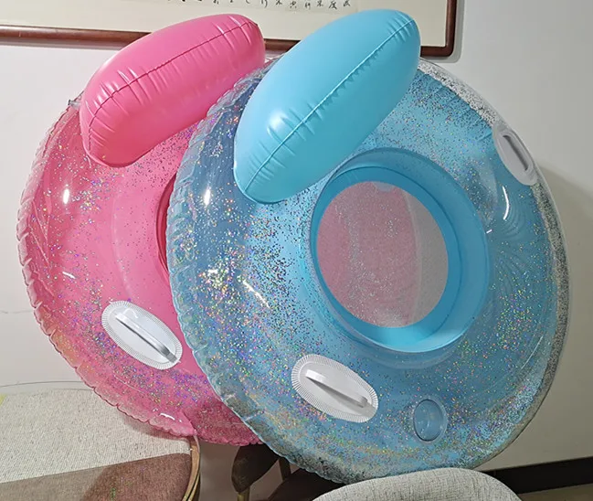Factory sales inflatable  ransparent with glitter Inflatable Float  Pool Lounge Float beach mat for Adults swimming pool