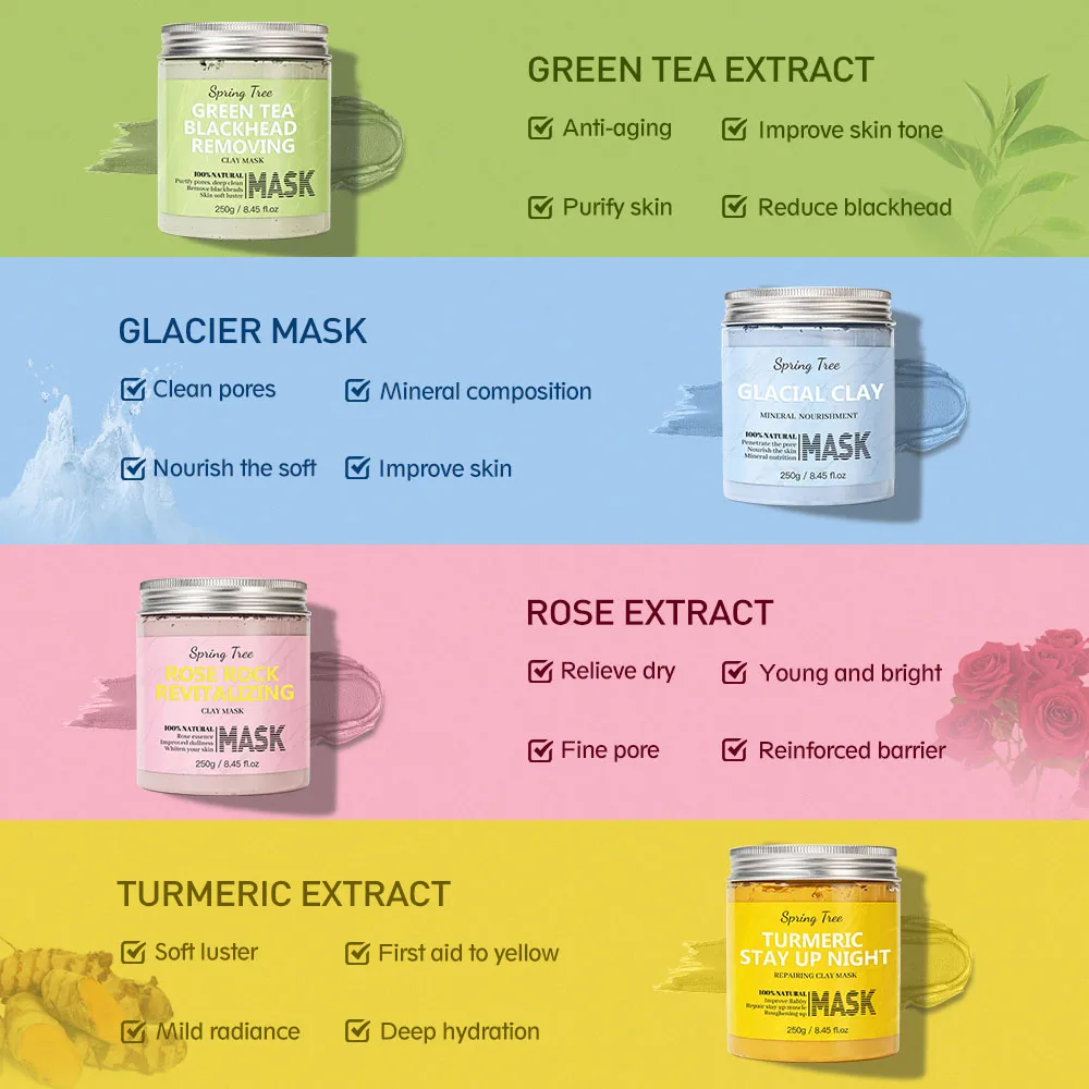 Deep Exfoliation Body Face Scrub Brighten Whitening Dead Sea Turmeric Green Tea Rose Mud Face Mask