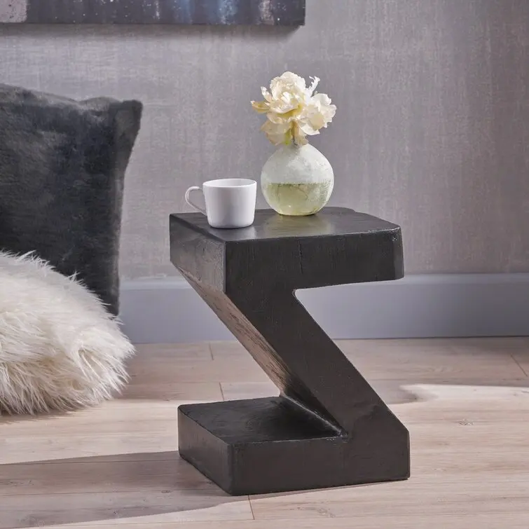 Z Shaped Modern Coffee Table for Home Living Light Concrete Outdoor Accent Table Living Room Side Table