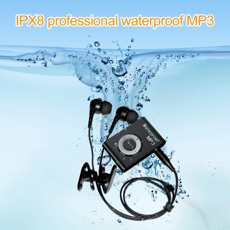 Dropshipping New Arrival C26 IPX8 Waterproof Swimming Diving Sports MP3 Music Player with Clip & Earphone, Support FM Memory:8GB