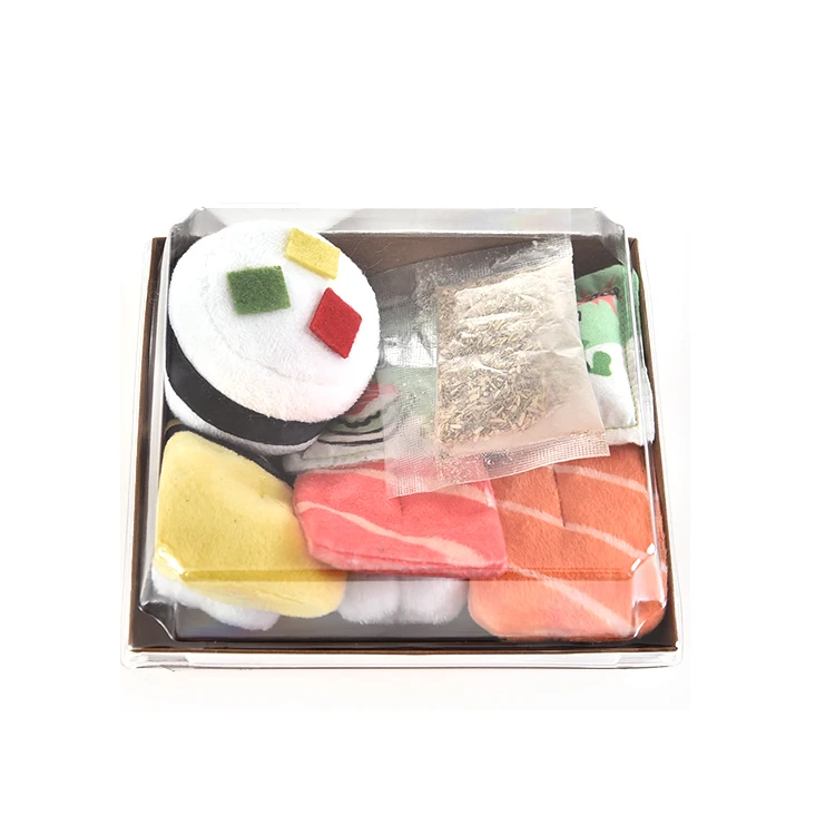 
Sushi Food Shape Pet Chewer Interest Padding Cute Soft Cat Catnip Toy 